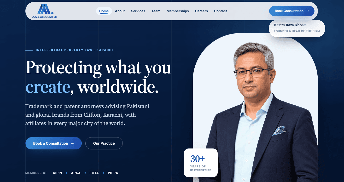 A.A & Associates – Premium IP Law Firm Platform & Custom CMS